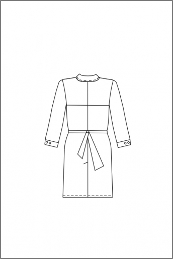 Халат лабораторный женский, хлопок/полиэстер, воротник-стойка, двухцветный (бело-синий), 1 шт., ЛТО, схема изделия, вид сзади