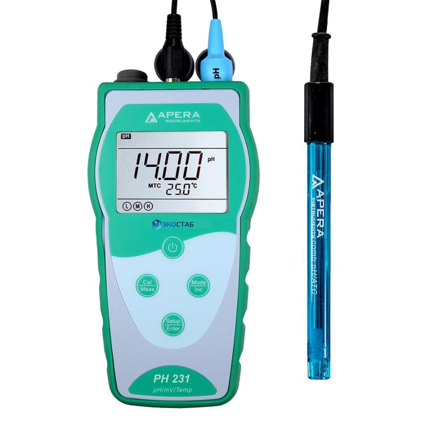 рН-метр, 0-14±0,01, портативный, электрод 201T-F, серия 230, PH231, Apera Instruments