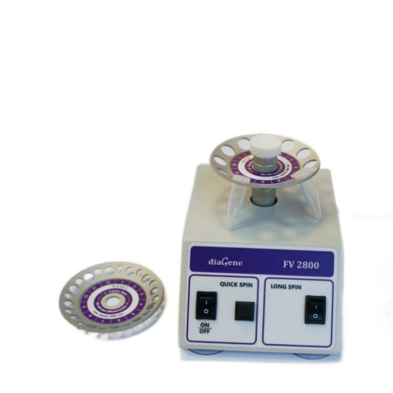 Центрифуга-вортекс, 2800 об/мин, 500g, 12×1,5 мл-ротор R-1.5M, 12×0,5 мл + 12×0,2 мл-ротор R-0.5/0.2, 8 стрипов по 8×0,2 мл-ротор SR-64, diaGene FV2800, Диаэм, Россия 