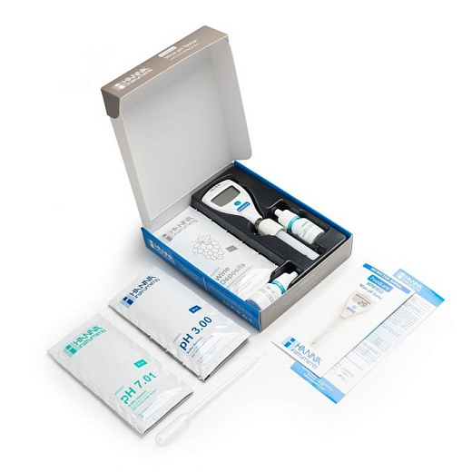 рН-метр, 0-14±0,2, для вина, HI981033, комплект, Hanna