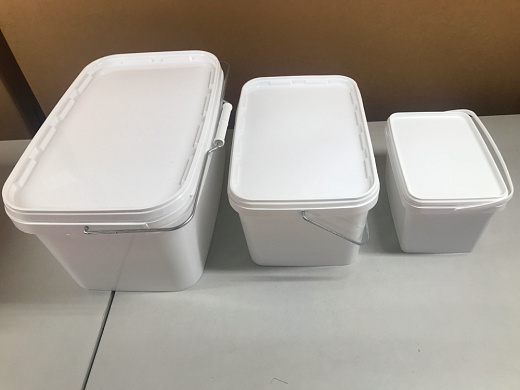 Ведро, 2 л, прямоугольное, крышка белая, пластиковая ручка, белый полипропилен (вид сверху),  Россия