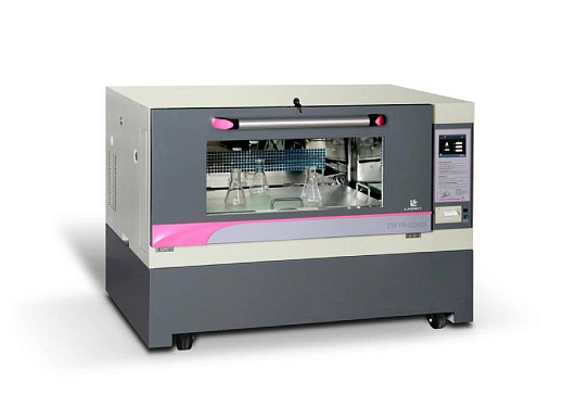 Шейкер-инкубатор, 190 л, ампл. 1-50 мм, 30-300 об/мин, от +4 до +60°С, с охлаждением, платформа 800×430 мм, 1-3 яруса, ZWYR-D2401, Labwit, внешний вид на подставке P5010-30