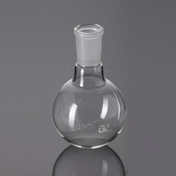 Колба круглая плоскодонная, 50 мл, d 51 мм, шлиф 24/29, Glassco