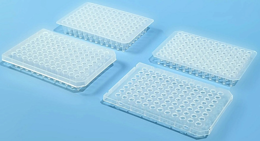 Планшеты для ПЦР, 96-лун., с полуюбкой, бесцветные, полипропилен, 10 шт/уп., Китай