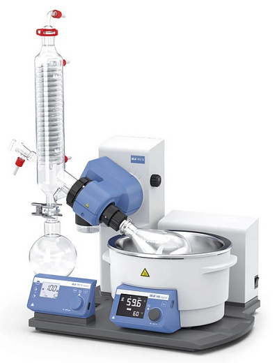 Испаритель роторный, RV 10 digital V, вертикальный холодильник, комплект стекла, баня, автоматический лифт, IKA