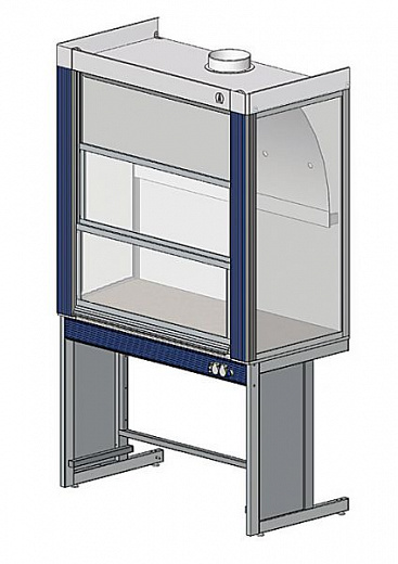 Шкаф вытяжной общего назначения, ширина 120 см, корпус – металл, столешница – н/ж сталь, 2 подъемных экрана