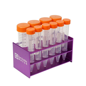 Штатив для пробирок 15, 50 мл, 10 мест, алюминиевый сплав, Servicebio (фиолетовый) 