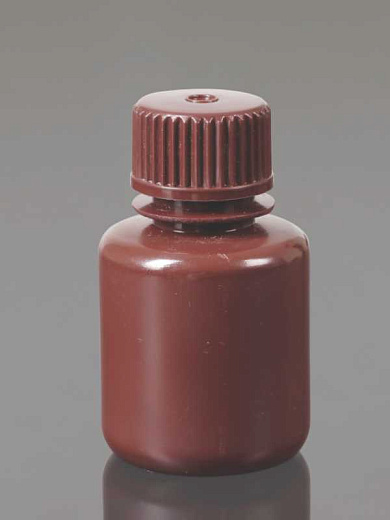 Бутыли для реагентов, 15 мл, ПЭВП, коричн., узкогорл., нестерильные, автоклавир., крышка ПЭВП непролив., 12 шт./уп., Glassco