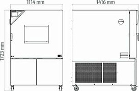Камера испытательная  MK 400, 417 л, Binder — габаритные размеры, включая агрегаты и подключения, мм