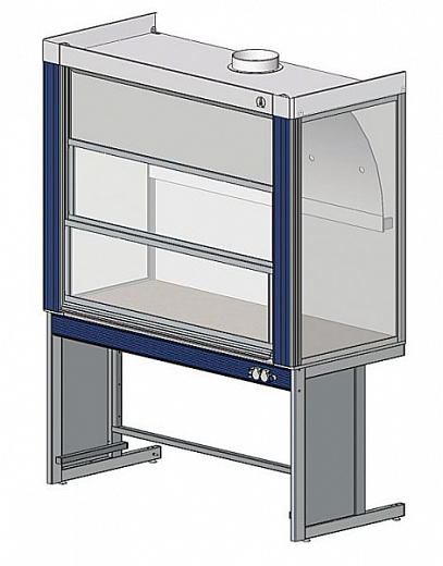 Шкаф вытяжной общего назначения, ширина 150 см, глубина 80 см, корпус – металл, столешница – керамогранит, 2 подъемных экрана