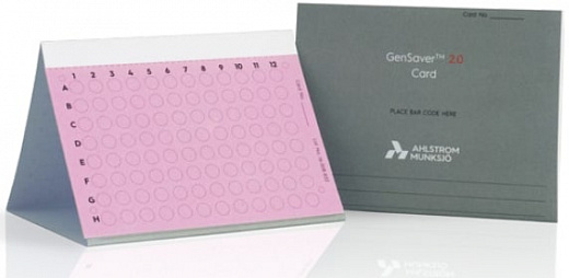 Карта GenSaver Color 2.0, слюна, моча, плазма, клетки буккального эпителия, хранение более 22 лет, до 125 мкл, 1 место, с пропиткой защищающей от роста грибов, плесени, бактерий и дрожжей, 100 шт/уп