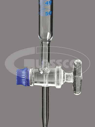 Бюретка 25 мл, ц.д. 0,1 мл, класс AS, тип 2, исп. 1, с одноходовым стеклянным краном, сертиф., 1 шт., Glassco