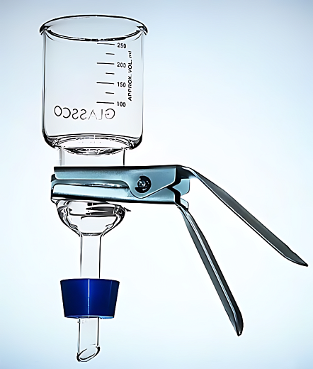 Фильтродержатель для вакуумной фильтрации, одноместный, d 47 мм, воронка 300 мл, стекло, подложка из фриттованного стекла