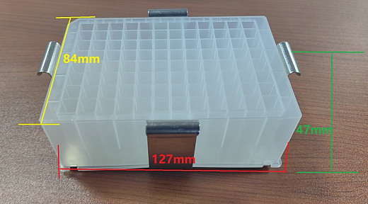 Зажим для 96-луночного планшета, нерж. сталь (размеры)