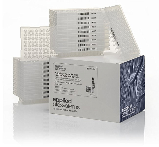 Планшеты для ПЦР, 96-лун., MicroAmp, со штрих-кодом, 20 шт./уп.