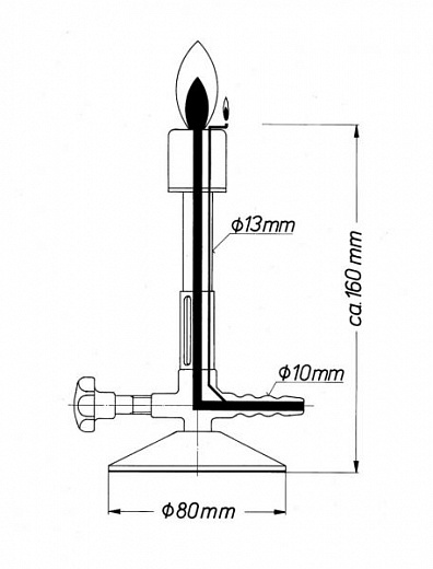 Горелка Бунзена газовая с игольчатым клапаном, природный газ Фото 2