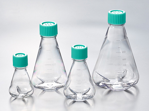 Колба Эрленмейера, ПЭТГ, вентилируемая крышка, стерильная, с отбойниками, Jet Biofil, Китай