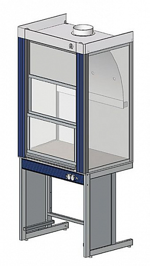 Шкаф вытяжной общего назначения, ширина 90 см, глубина 80 см, корпус – металл, столешница – цельная керамика Fridurit 20, 2 подъемных экрана