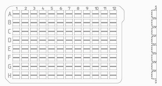 Схема мата для ПЦР планшетов объёмом 0,5-2,2 мл с квадратными лунками